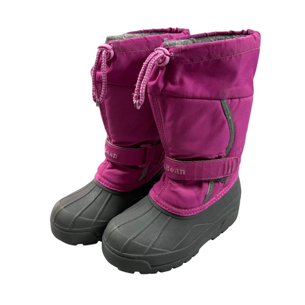 LL Bean Kids Pink Gray Snow Boots Insulated Winter Shoes Size 12 238064